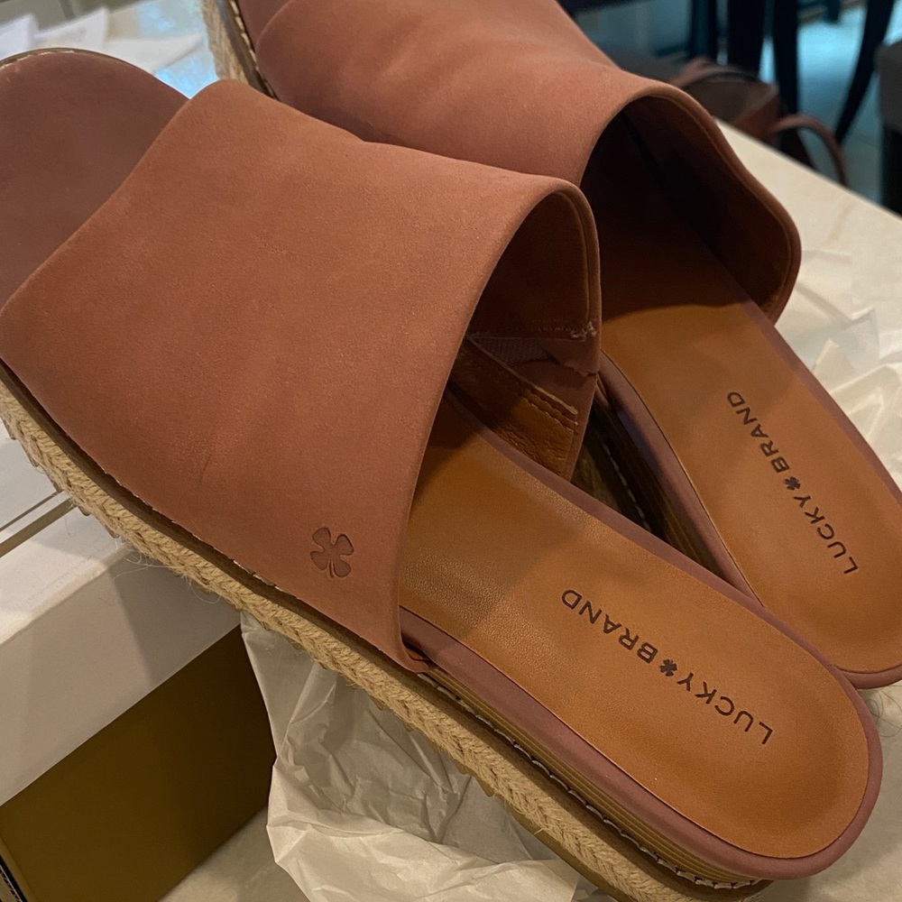 Lucky Brand Women's Brown Espadrille Slides